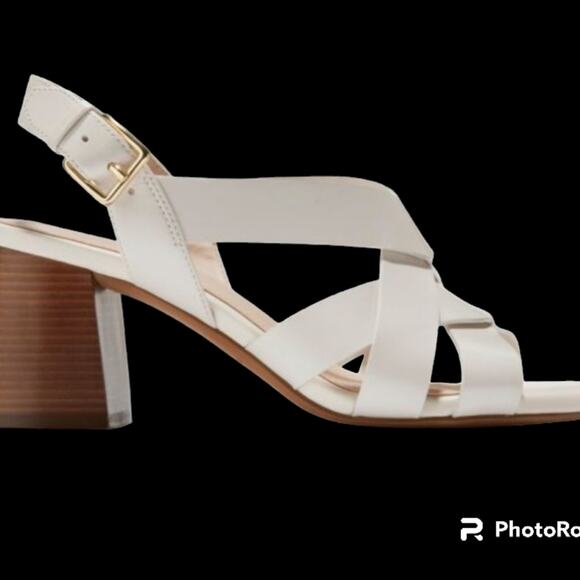 COLE HAAN Jamie Leather Sandals Chunky Heel size 7.5 - Picture 1 of 8